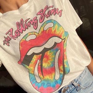 DAYDREAMER Rolling stones tie dye tongue tee shirt